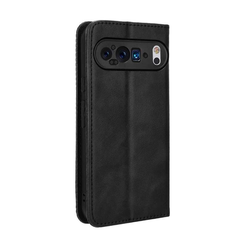 For Google Pixel 9 Pro Magnetic Buckle Retro Texture Leather Phone Case(Black)