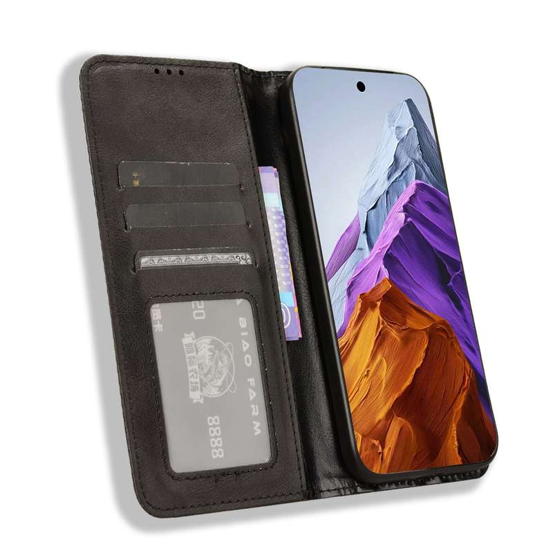 For Google Pixel 9 Pro Magnetic Buckle Retro Texture Leather Phone Case(Black)