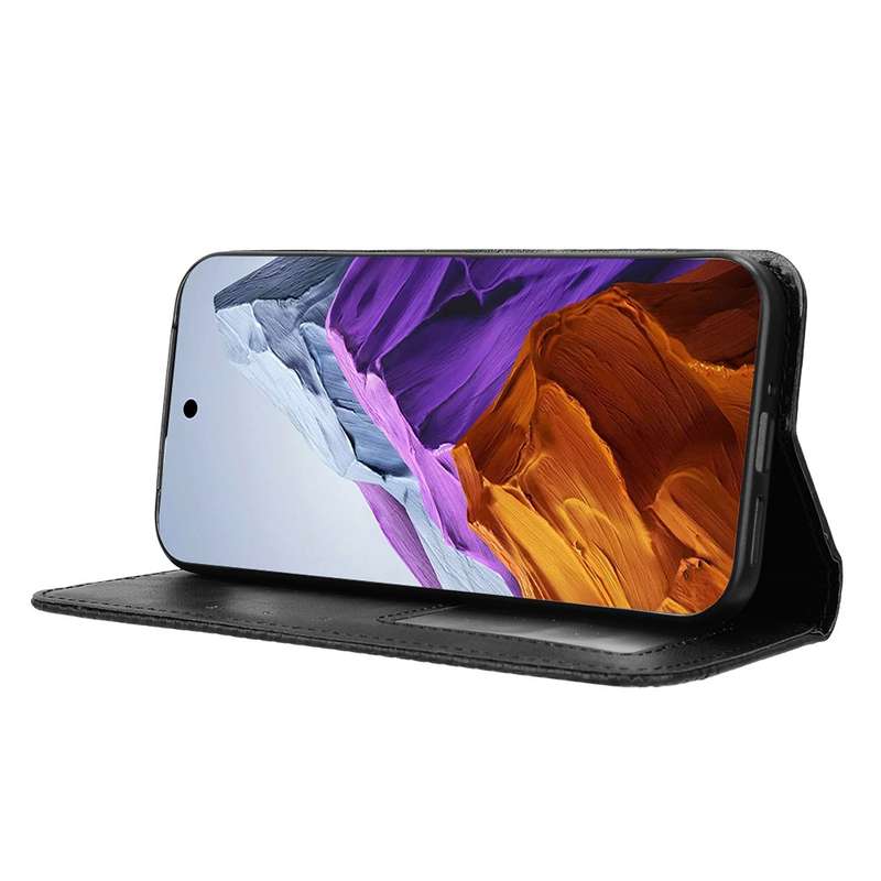For Google Pixel 9 Pro Magnetic Buckle Retro Texture Leather Phone Case(Black)