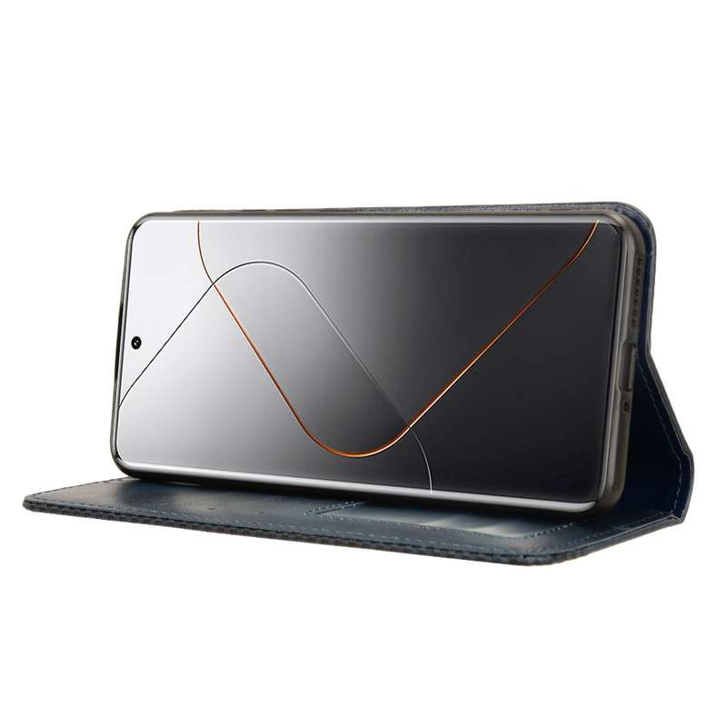 For Xiaomi 14 Pro Magnetic Buckle Retro Texture Leather Phone Case(Blue)