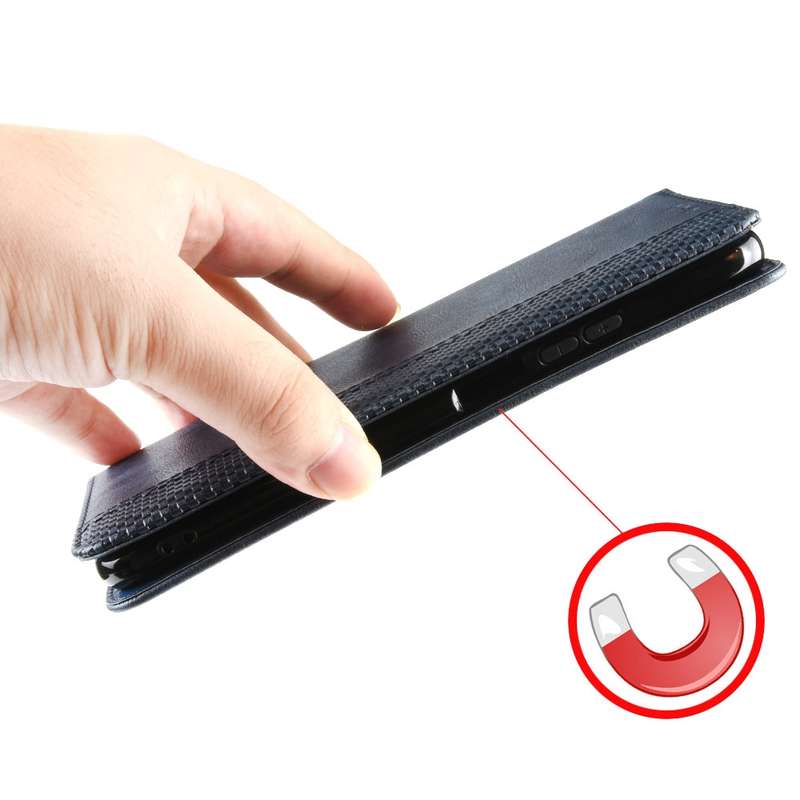 For Xiaomi 14 Pro Magnetic Buckle Retro Texture Leather Phone Case(Blue)