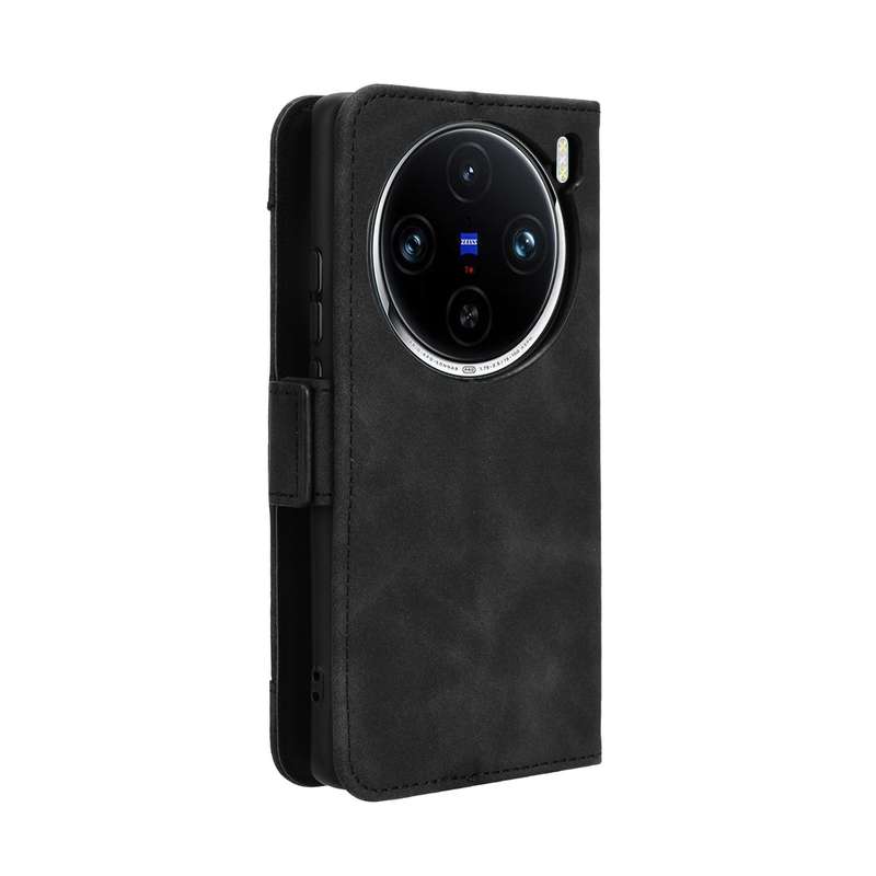 For vivo X100 Pro 5G Skin Feel Calf Texture Card Slots Leather Phone Case(Black)