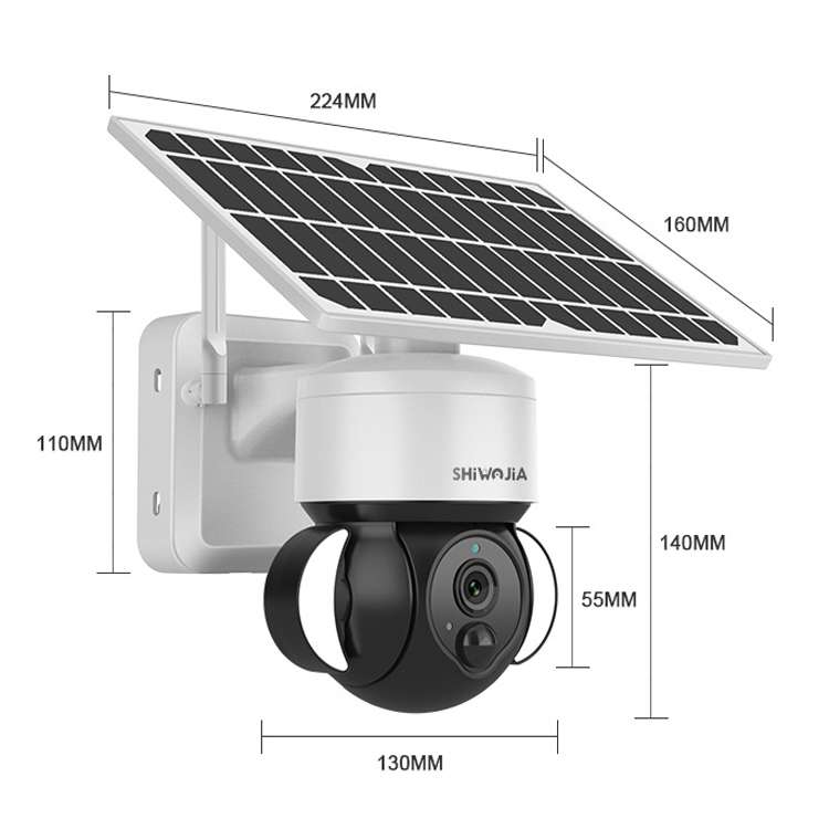 SHIWOJIA IP66 Waterproof 4G 3MP Solar Dome IP Camera, Two-way Audio & PIR Motion Detection & Night V