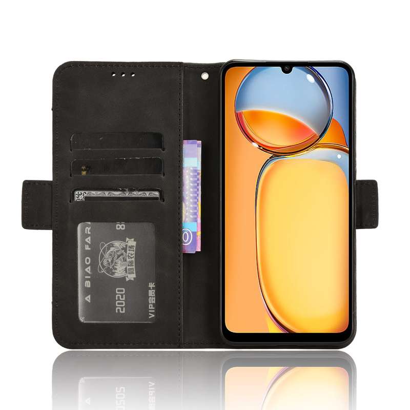 For Xiaomi Redmi 13C 4G / Poco C65 4G Skin Feel Calf Texture Card Slots Leather Phone Case(Blac