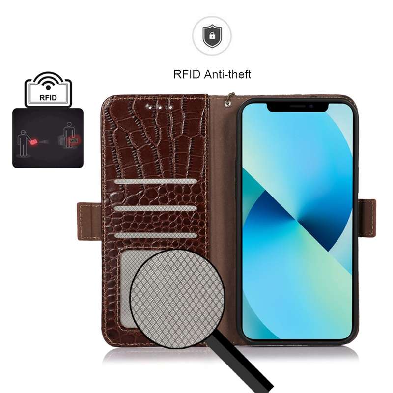 For Xiaomi Redmi K70E/Poco X6 Pro Crocodile Top Layer Cowhide Leather Phone Case(Brown)