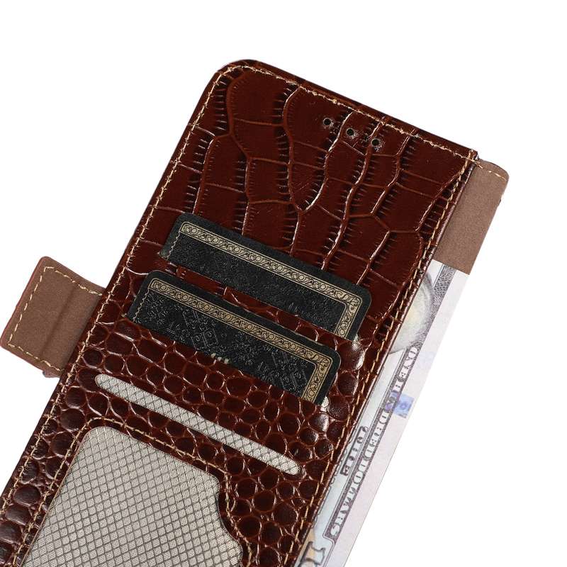 For Xiaomi Redmi K70E/Poco X6 Pro Crocodile Top Layer Cowhide Leather Phone Case(Brown)