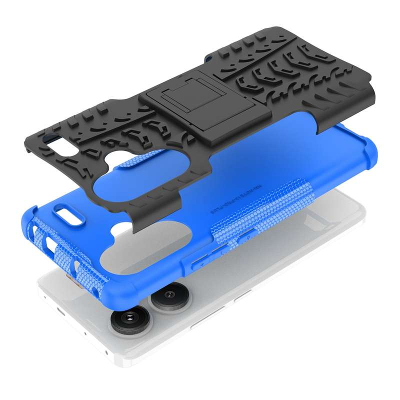 For Xiaomi Redmi Note 13 Pro+ 5G Tire Texture TPU + PC Phone Case with Holder(Blue)