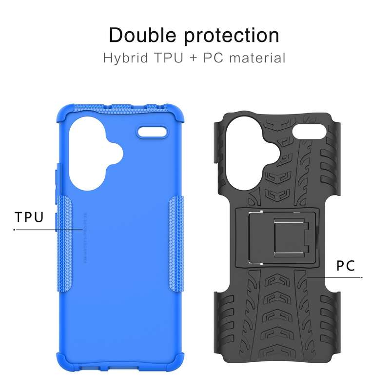 For Xiaomi Redmi Note 13 Pro+ 5G Tire Texture TPU + PC Phone Case with Holder(Blue)