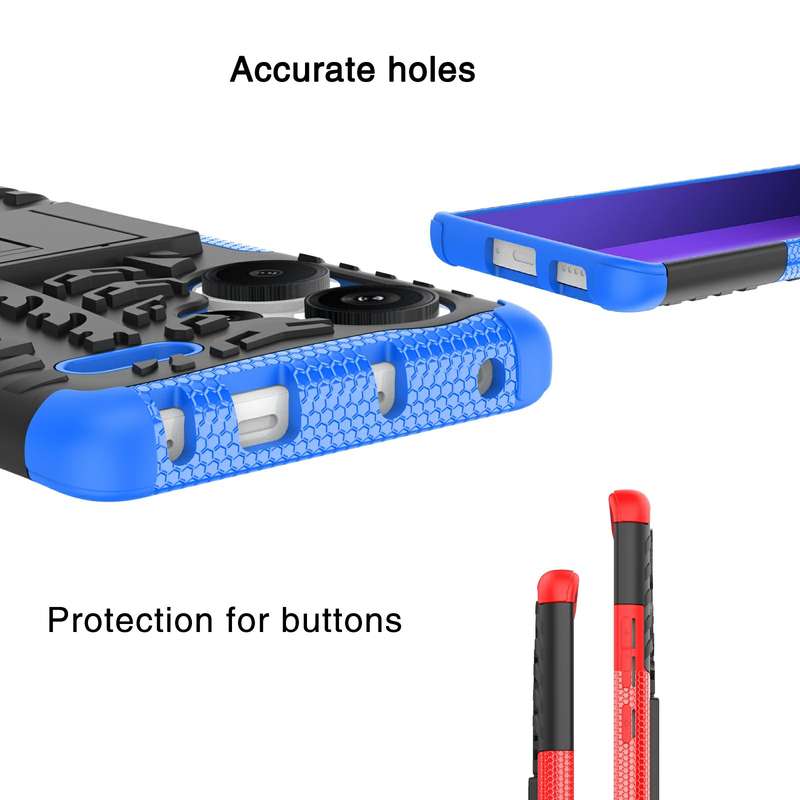 For Xiaomi Redmi Note 13 Pro+ 5G Tire Texture TPU + PC Phone Case with Holder(Blue)