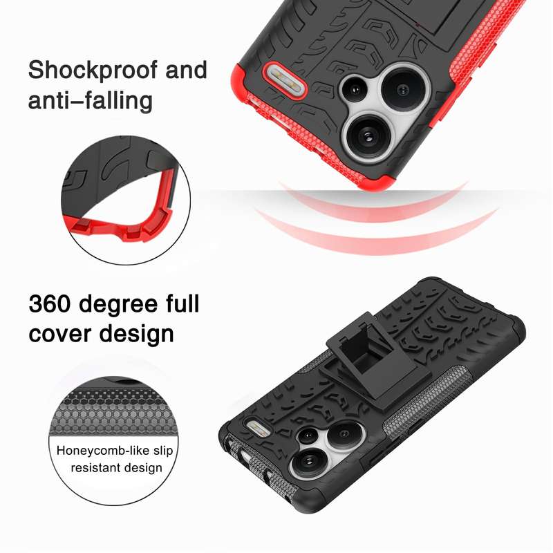 For Xiaomi Redmi Note 13 Pro+ 5G Tire Texture TPU + PC Phone Case with Holder(Blue)