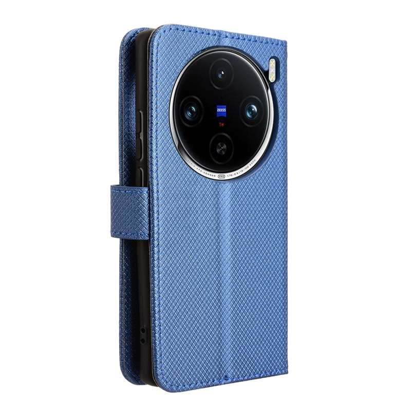 For vivo X100 Pro 5G Diamond Texture Leather Phone Case(Blue)