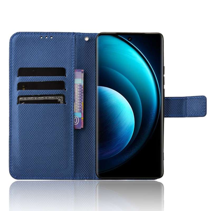 For vivo X100 Pro 5G Diamond Texture Leather Phone Case(Blue)
