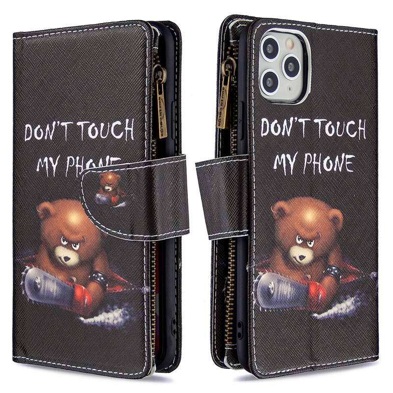 For iPhone 11 Colored Drawing Pattern Zipper Horizontal Flip Leather Case with Holder & Card Slots &