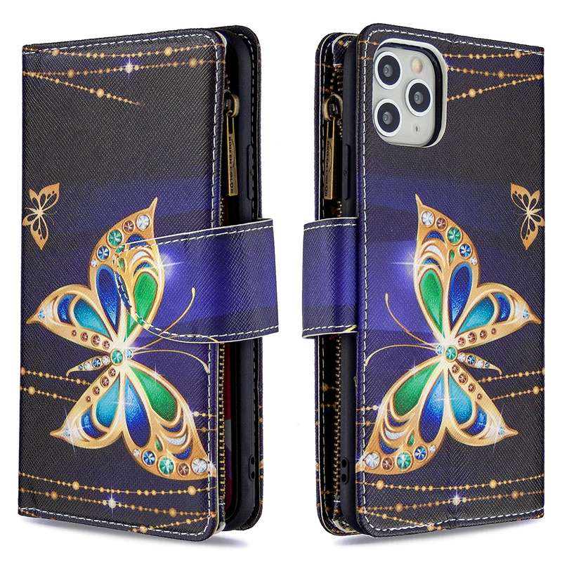 For iPhone 11 Colored Drawing Pattern Zipper Horizontal Flip Leather Case with Holder & Card Slots &