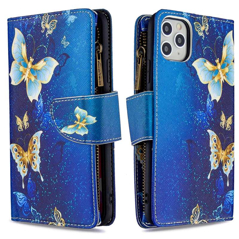 For iPhone 11 Colored Drawing Pattern Zipper Horizontal Flip Leather Case with Holder & Card Slots &