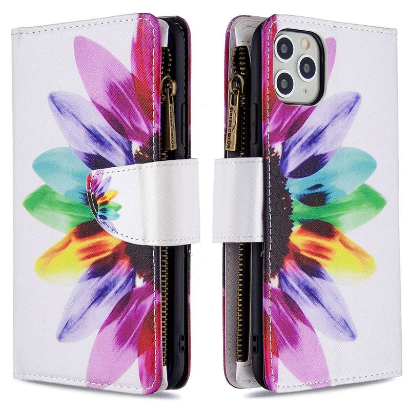 For iPhone 11 Colored Drawing Pattern Zipper Horizontal Flip Leather Case with Holder & Card Slots &