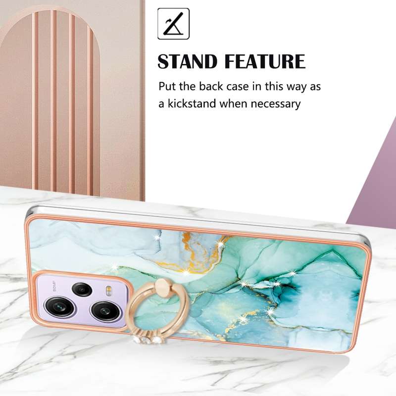 For Xiaomi Redmi Note 12 Pro Speed Electroplating Marble IMD TPU Phone Case with Ring Holder(Purple