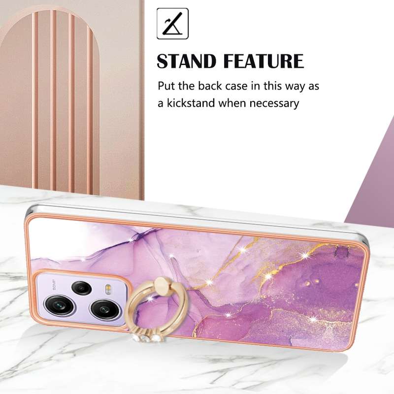 For Xiaomi Redmi Note 12 Pro Speed Electroplating Marble IMD TPU Phone Case with Ring Holder(Purple