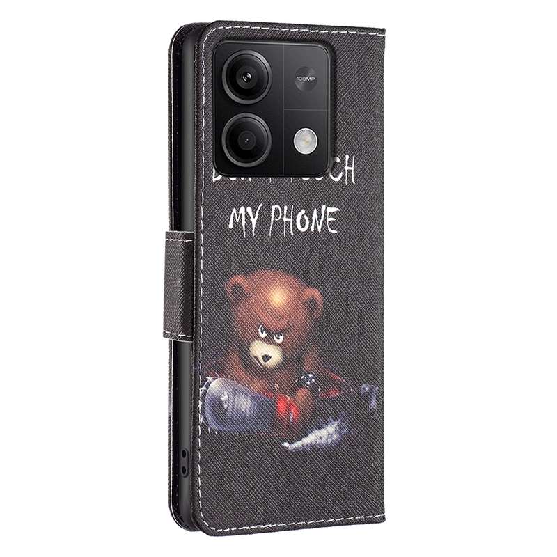 For Xiaomi Redmi Note 13 4G Global Colored Drawing Pattern Leather Phone Case(Bear)