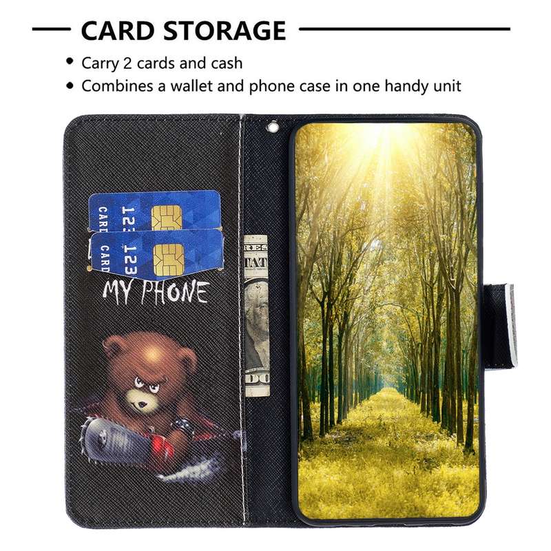 For Xiaomi Redmi Note 13 4G Global Colored Drawing Pattern Leather Phone Case(Bear)