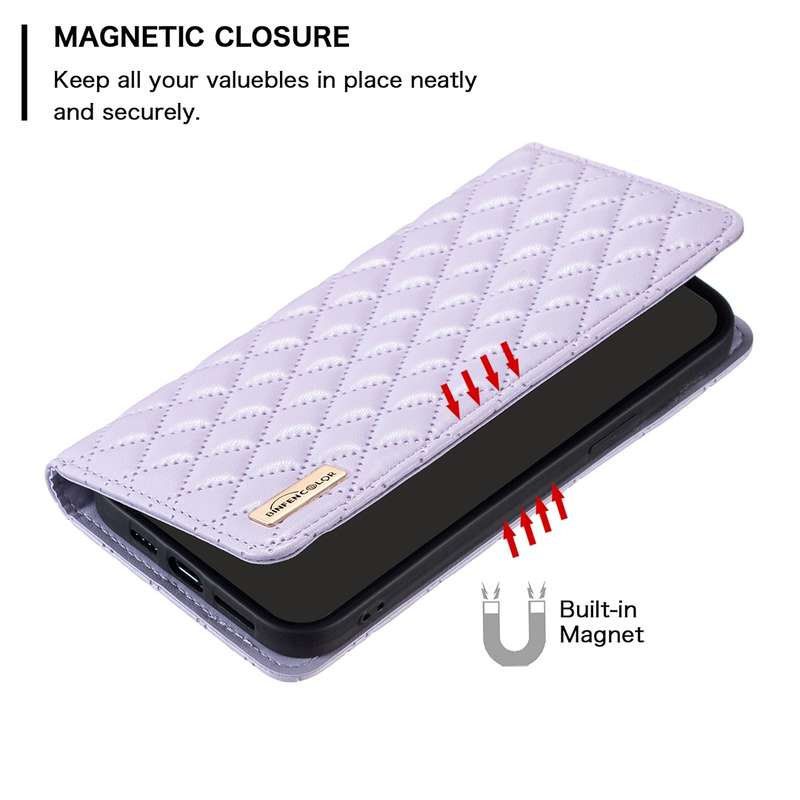 For Xiaomi Redmi K70E Diamond Lattice Magnetic Leather Flip Phone Case(Purple)