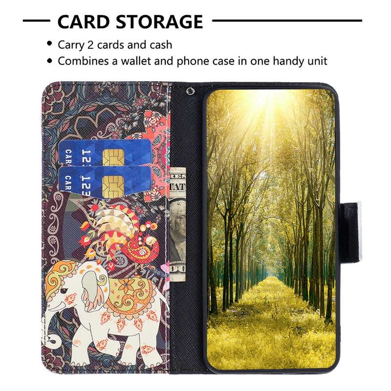 For Xiaomi Redmi Note 13 Pro 5G Colored Drawing Pattern Leather Phone Case(Flowers Elephant)