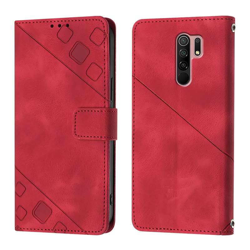 For Xiaomi Poco M2 Global / Redmi 9 Skin Feel Embossed Leather Phone Case(Red)