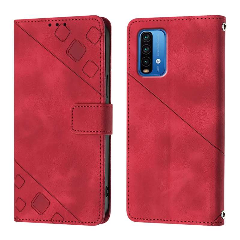 For Xiaomi Poco M3 / Redmi 9 Power Skin Feel Embossed Leather Phone Case(Red)