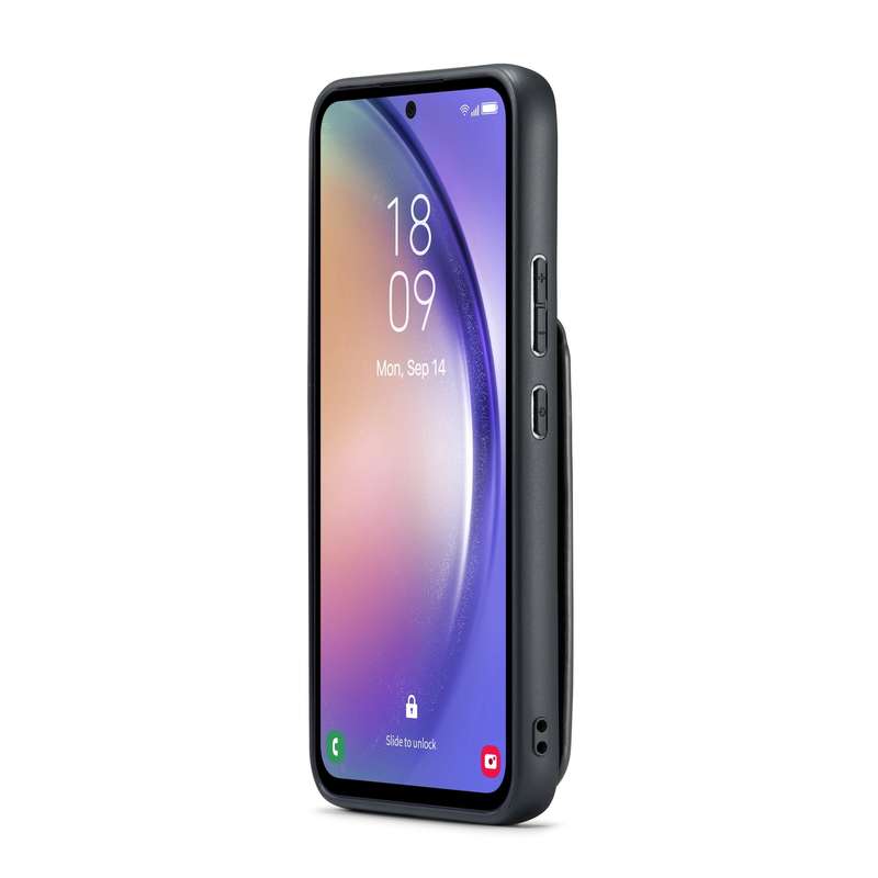 For Samsung Galaxy A54 5G Fierre Shann Crazy Horse Card Holder Back Cover PU Phone Case(Black)