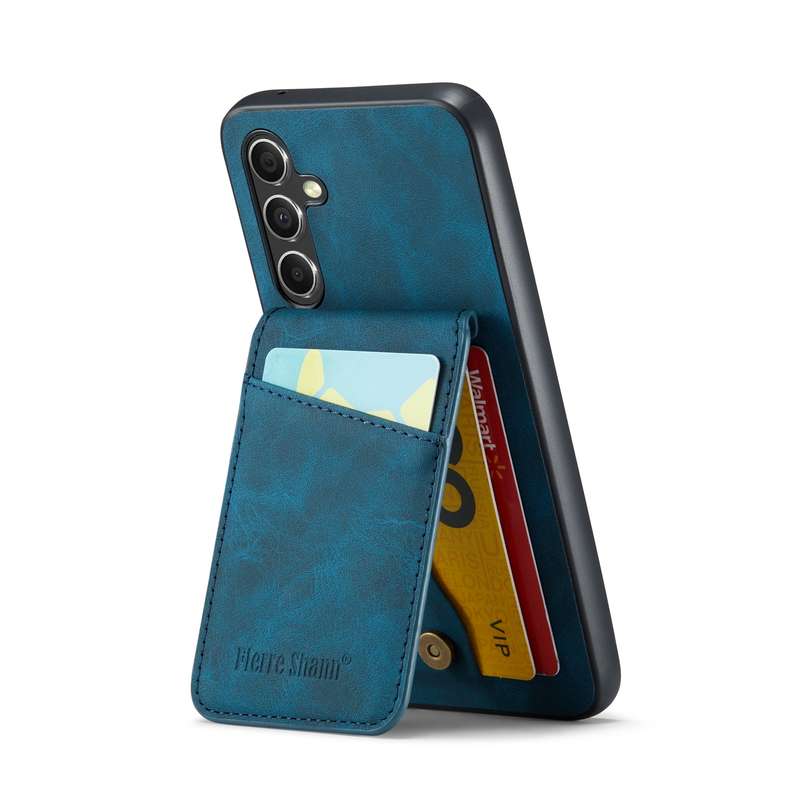 For Samsung Galaxy A34 5G Fierre Shann Crazy Horse Card Holder Back Cover PU Phone Case(Black)