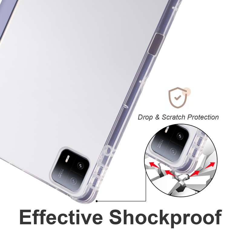 For Xiaomi Pad 6 Max 14 3-fold Clear TPU Smart Leather Tablet Case with Pen Slot(Lavender Purpl