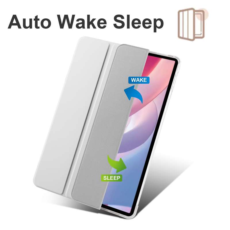 For Xiaomi Redmi Pad Pro 12.1 3-fold Clear TPU Smart Leather Tablet Case with Pen Slot(Space Gr