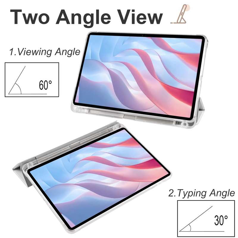 For Xiaomi Redmi Pad Pro 12.1 3-fold Clear TPU Smart Leather Tablet Case with Pen Slot(Space Gr