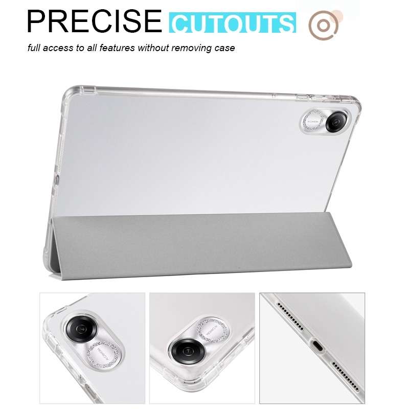 For Xiaomi Redmi Pad Pro 12.1 3-fold Clear TPU Smart Leather Tablet Case with Pen Slot(Space Gr