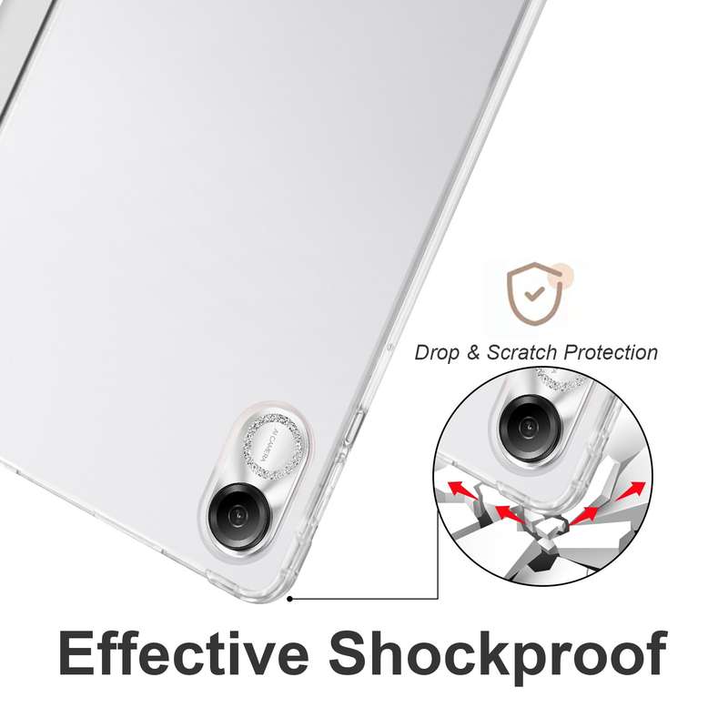 For Xiaomi Redmi Pad Pro 12.1 3-fold Clear TPU Smart Leather Tablet Case with Pen Slot(Space Gr