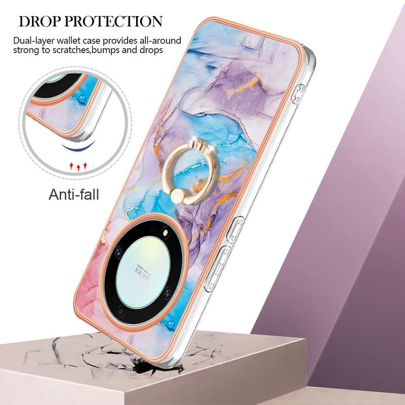 For Honor X9a / Magic5 Lite Electroplating IMD TPU Phone Case with Ring(Colorful Scales)