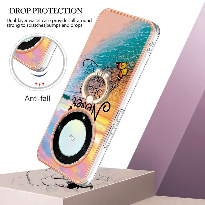 For Honor X9a / Magic5 Lite Electroplating IMD TPU Phone Case with Ring(Colorful Scales)