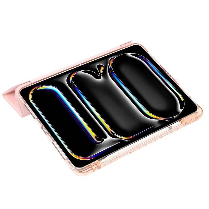 For iPad Air 13 2024 Clear Acrylic 3-Fold Leather Tablet Case(Black)