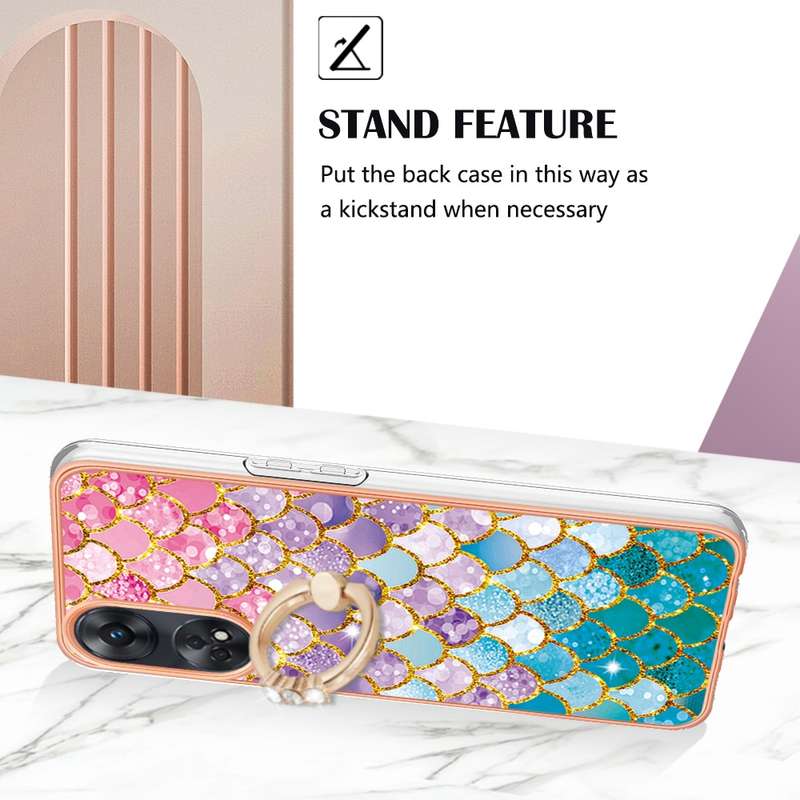 For OPPO Reno8 T 4G Electroplating IMD TPU Phone Case with Ring(Pink Scales)