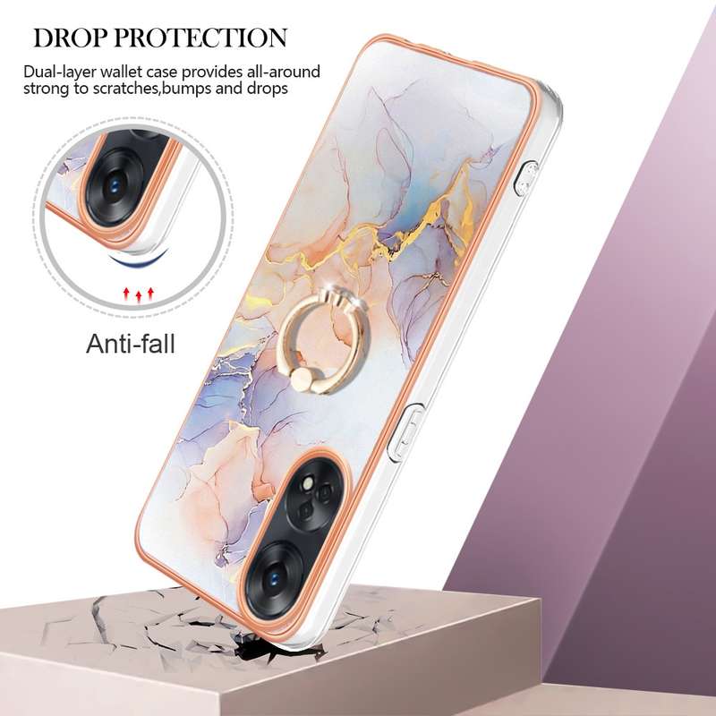 For OPPO Reno8 T 4G Electroplating IMD TPU Phone Case with Ring(Pink Scales)