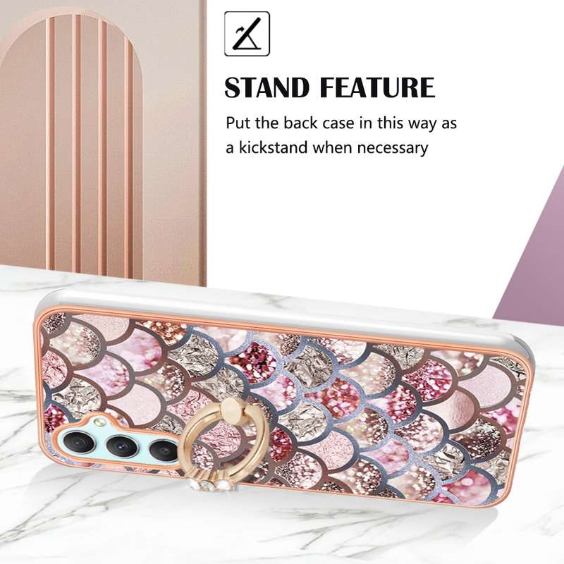 For Samsung Galaxy A24 4G Electroplating IMD TPU Phone Case with Ring(Purple Flower)