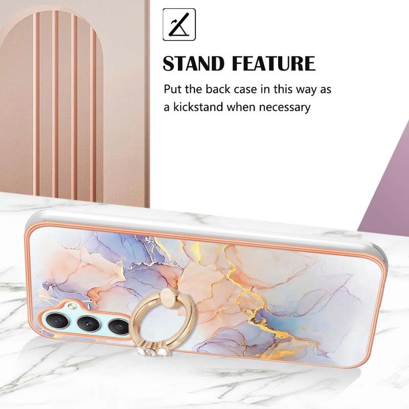For Samsung Galaxy A24 4G Electroplating IMD TPU Phone Case with Ring(Purple Flower)