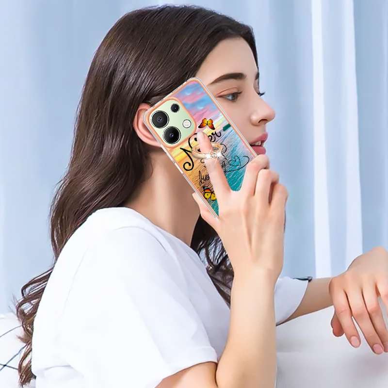 For Xiaomi Redmi Note 13 4G Electroplating IMD TPU Phone Case with Ring(Dream Butterfly)