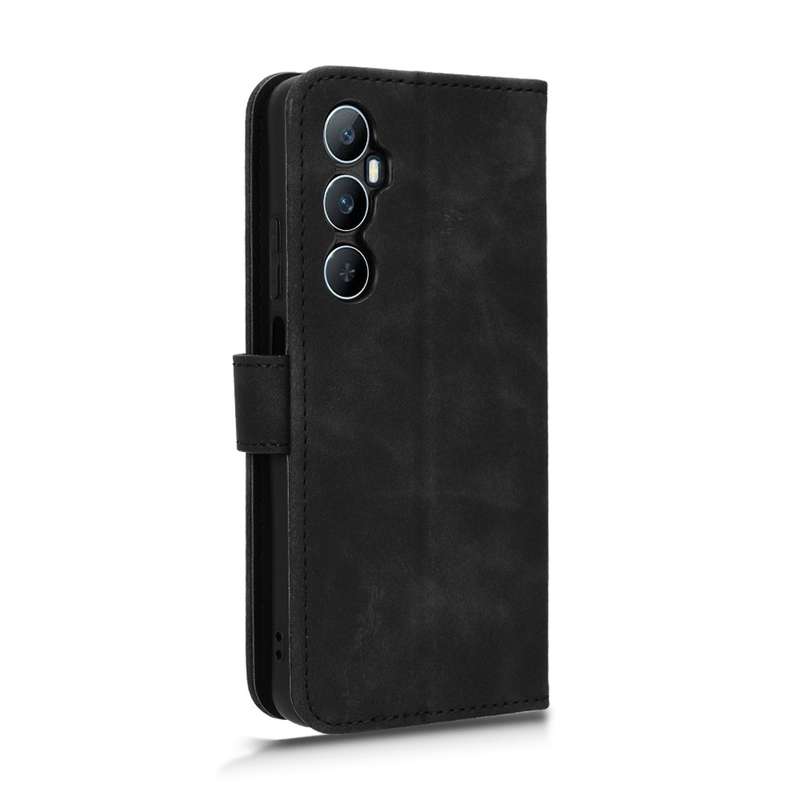 For Realme C65 4G Skin Feel Magnetic Flip Leather Phone Case(Black)