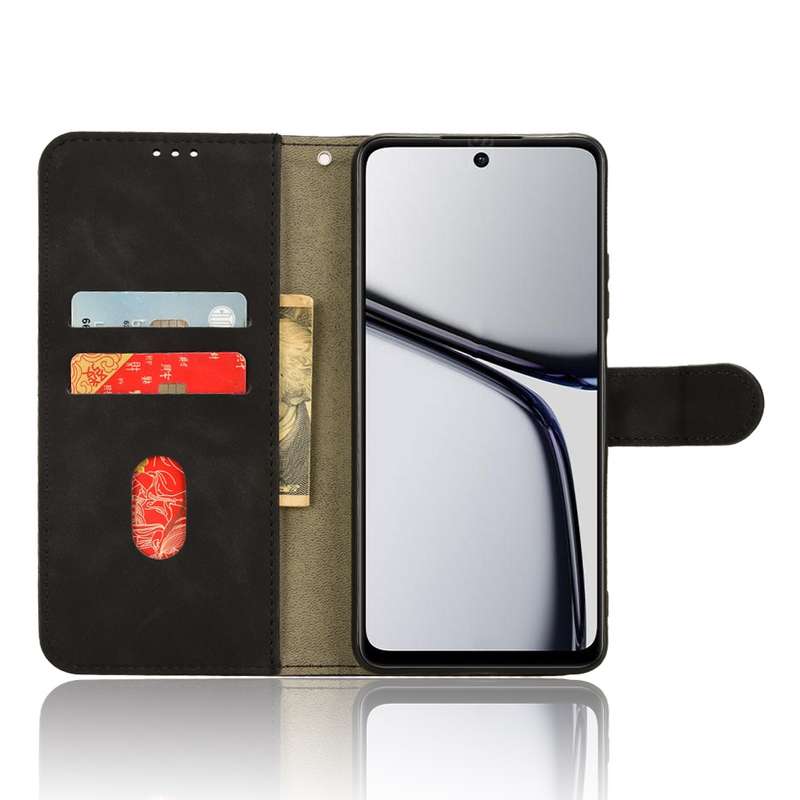 For Realme C65 4G Skin Feel Magnetic Flip Leather Phone Case(Black)