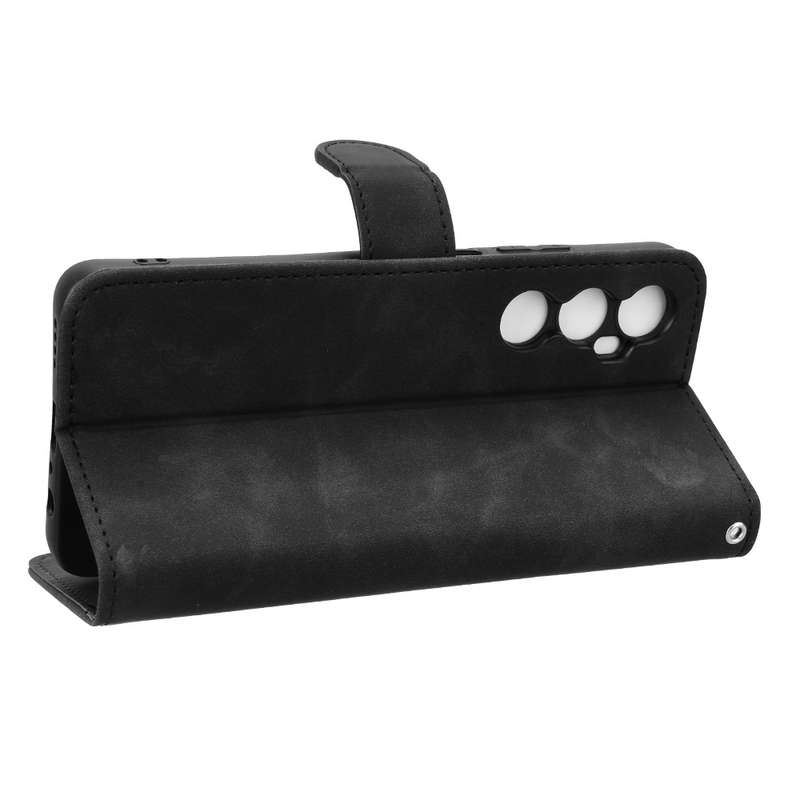 For Realme C65 4G Skin Feel Magnetic Flip Leather Phone Case(Black)
