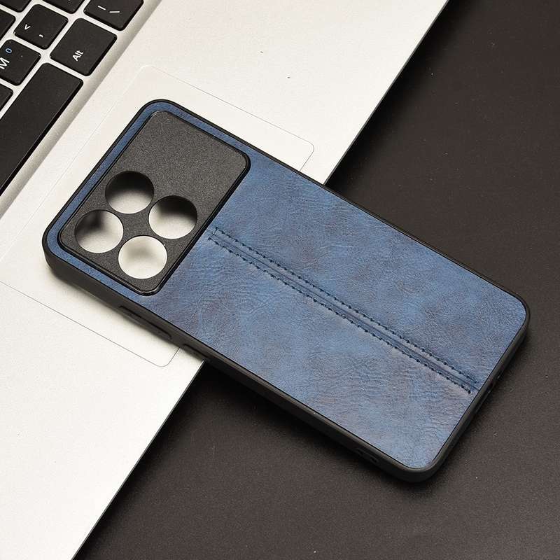 For Xiaomi Redmi K70E Sewing Cow Pattern Skin PC + PU + TPU Phone Case(Blue)