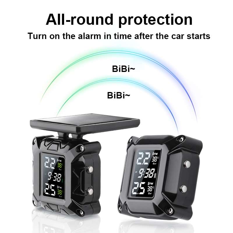 M9 Color Screen Motorcycle Solar Wireless Tire Pressure Monitor With Rear Mirror Bolt Mount