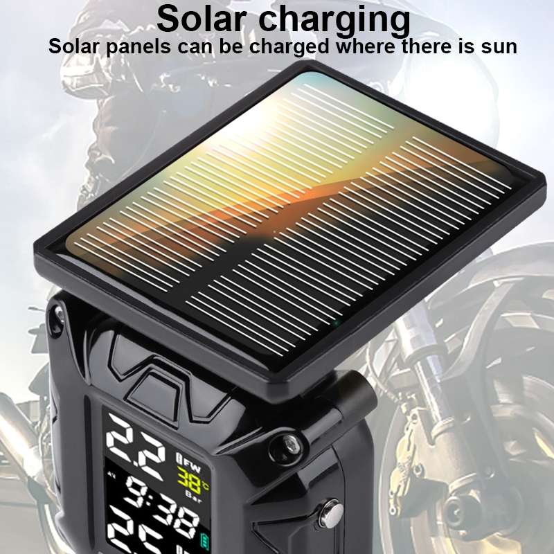 M9 Color Screen Motorcycle Solar Wireless Tire Pressure Monitor With Rear Mirror Bolt Mount