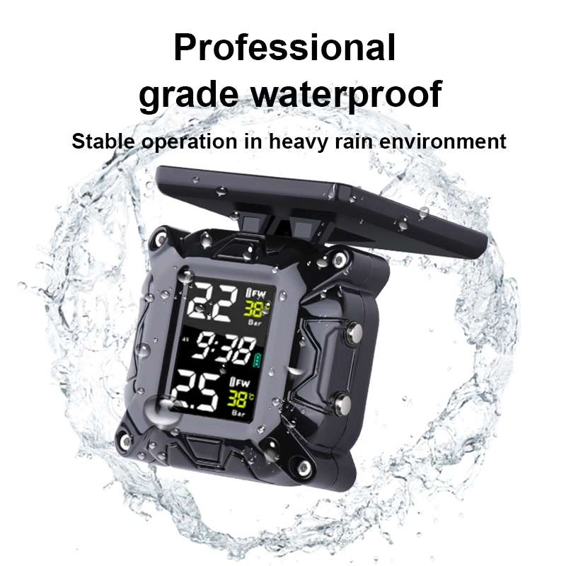 M9 Color Screen Motorcycle Solar Wireless Tire Pressure Monitor With Rear Mirror Bolt Mount